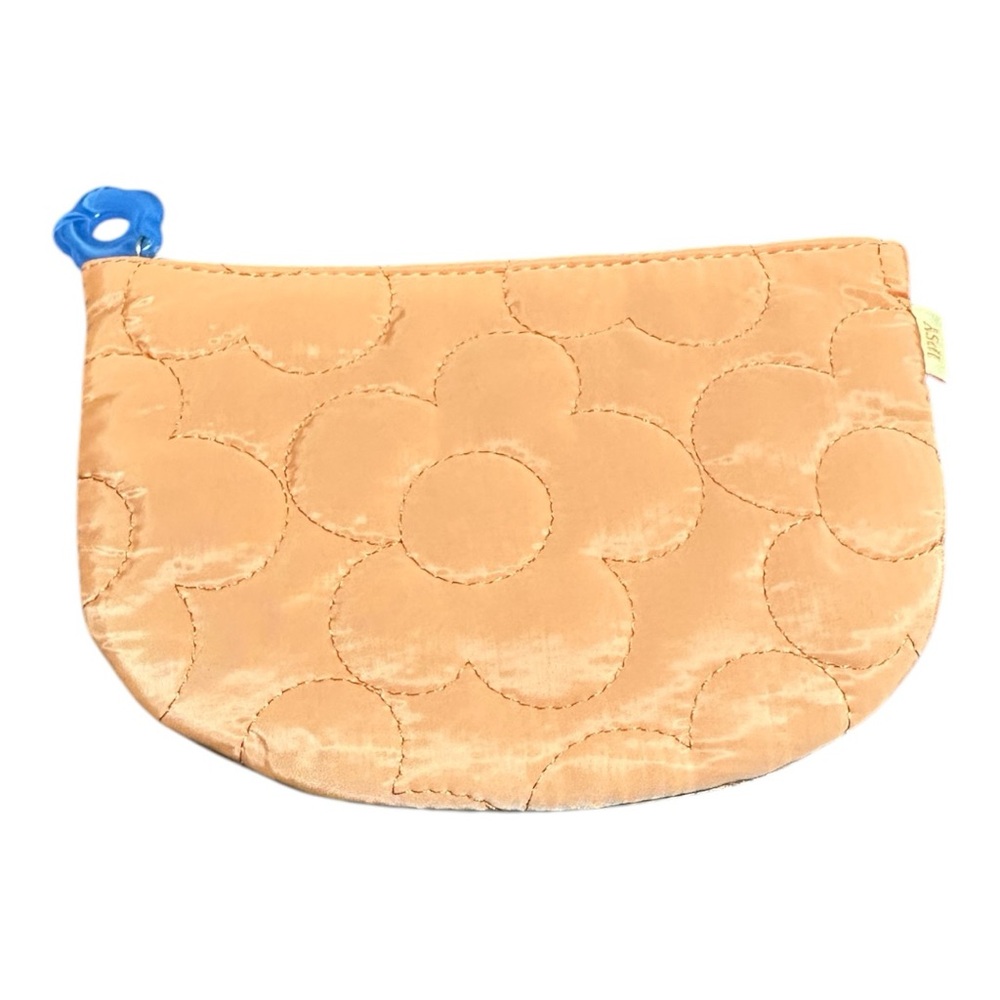 Floral Quilted Pouch in Peach and Blue